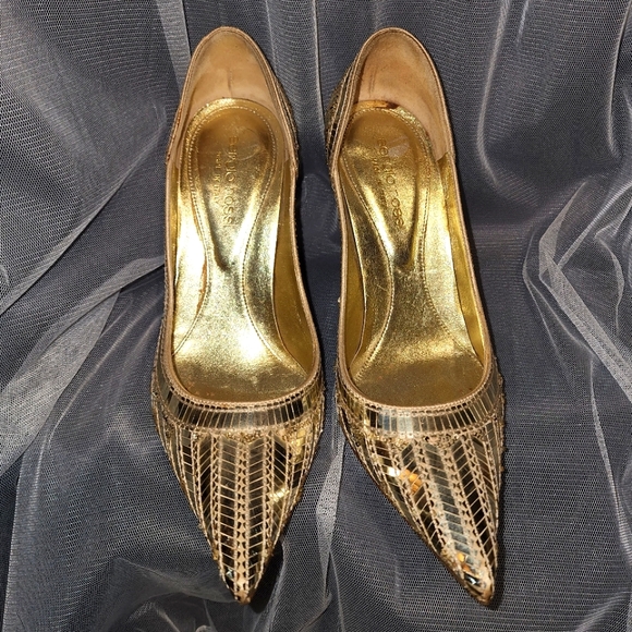 Sergio Rossi Gold Disco Heels - Picture 2 of 5